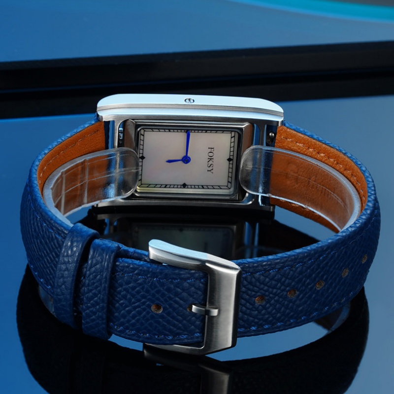 Classic Square Quartz Watch with Roman Numerals Waterproof Stainless Steel Women Watch with Leather Strap