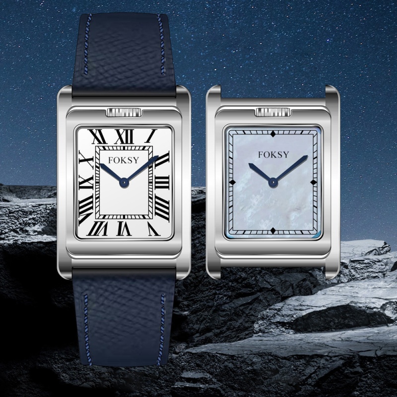 Classic Square Quartz Watch with Roman Numerals Waterproof Stainless Steel Women Watch with Leather Strap