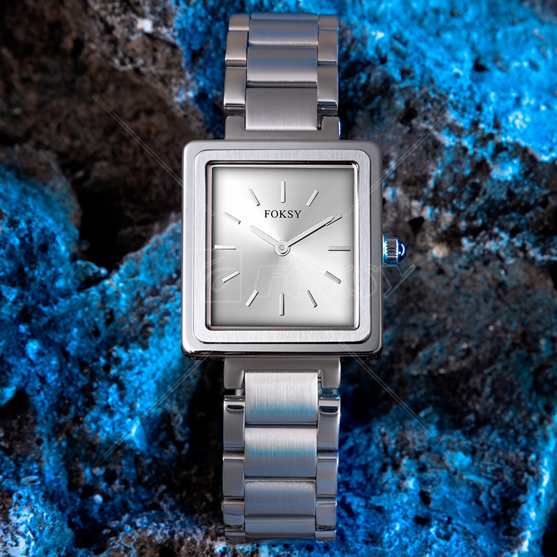Minimalist Square Quartz Men Watch Premium Stainless Steel Daily Formal Wristwatch