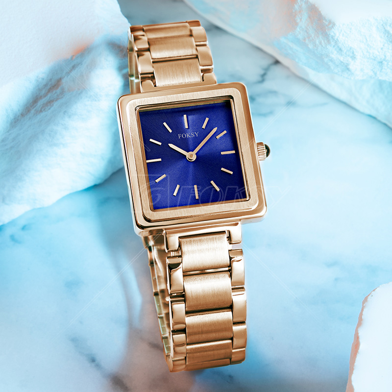 Minimalist Square Quartz Men Watch Premium Stainless Steel Daily Formal Wristwatch