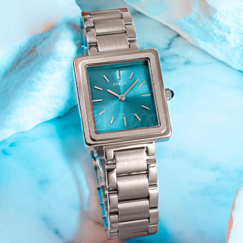 Minimalist Square Quartz Men Watch Premium Stainless Steel Daily Formal Wristwatch