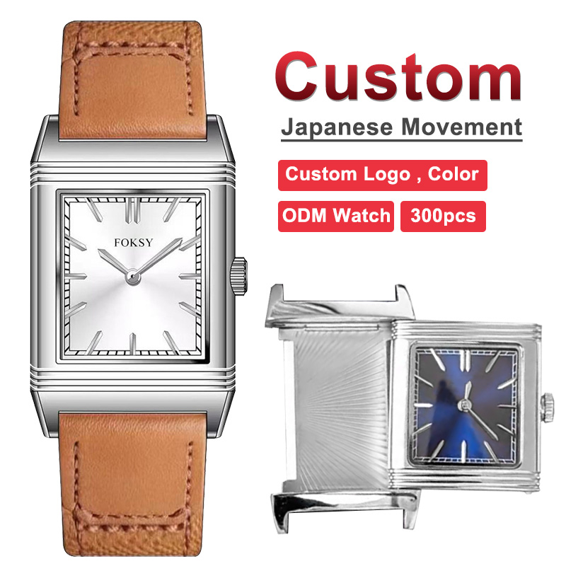 FOKSY Men Slide Flip Cover Quartz Watch Business Custom Wristwatch 721-7-1001