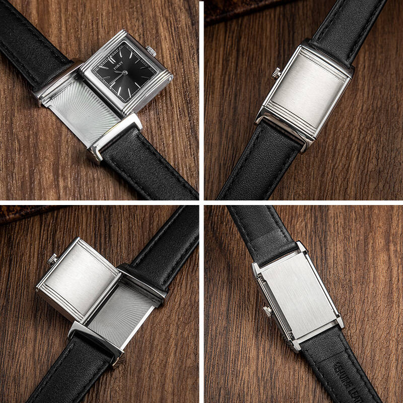 FOKSY Men Slide Flip Cover Quartz Watch Business Custom Wristwatch 721-7-1001