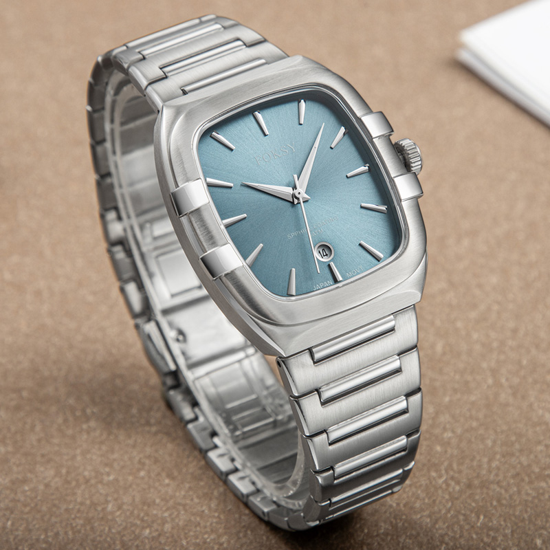 men slim square quartz wristwatch