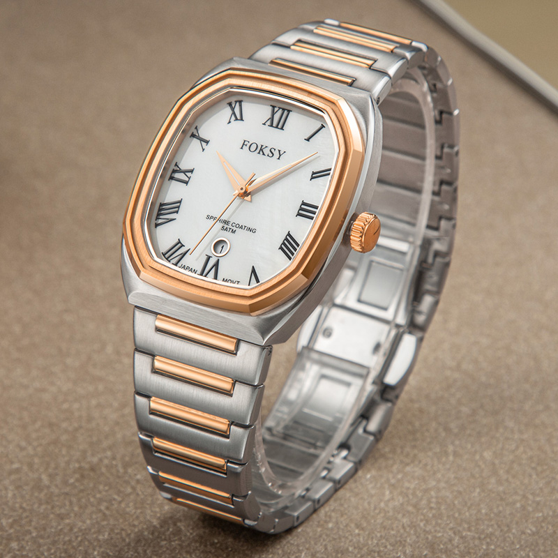 Men Polygon Rectangle Japanese Quartz Roman Numeral Dial Watch Manufacturer