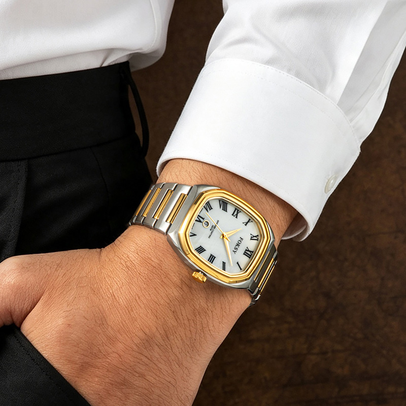 Men Polygon Rectangle Japanese Quartz Roman Numeral Dial Watch Manufacturer