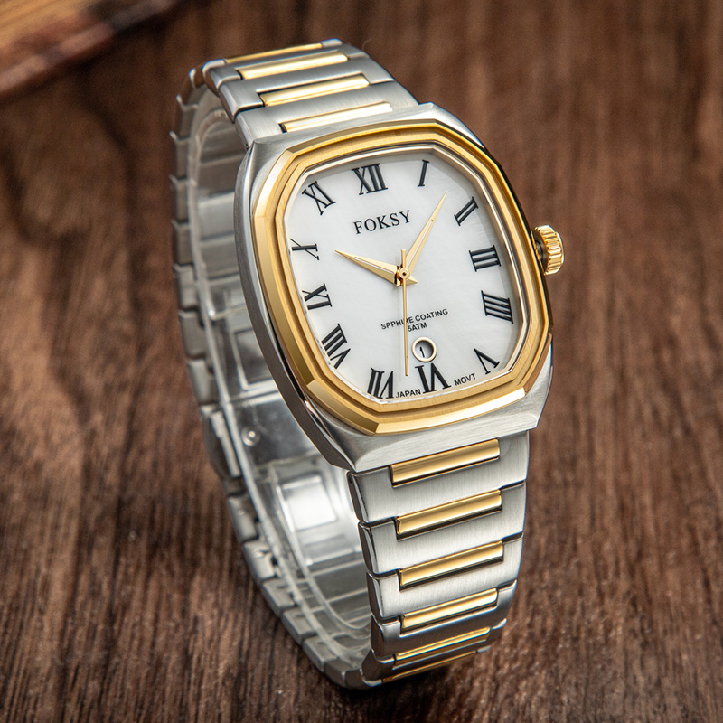 Men Polygon Rectangle Japanese Quartz Roman Numeral Dial Watch Manufacturer