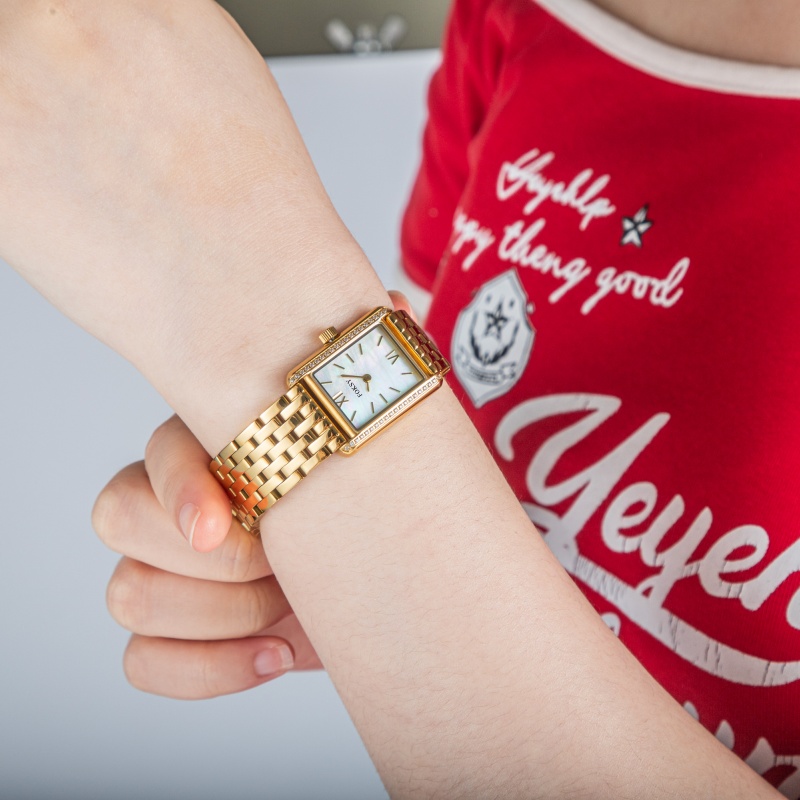 Luxury Women Watch 219‑7‑1002 gold stainless steel rectangle diamond Watch