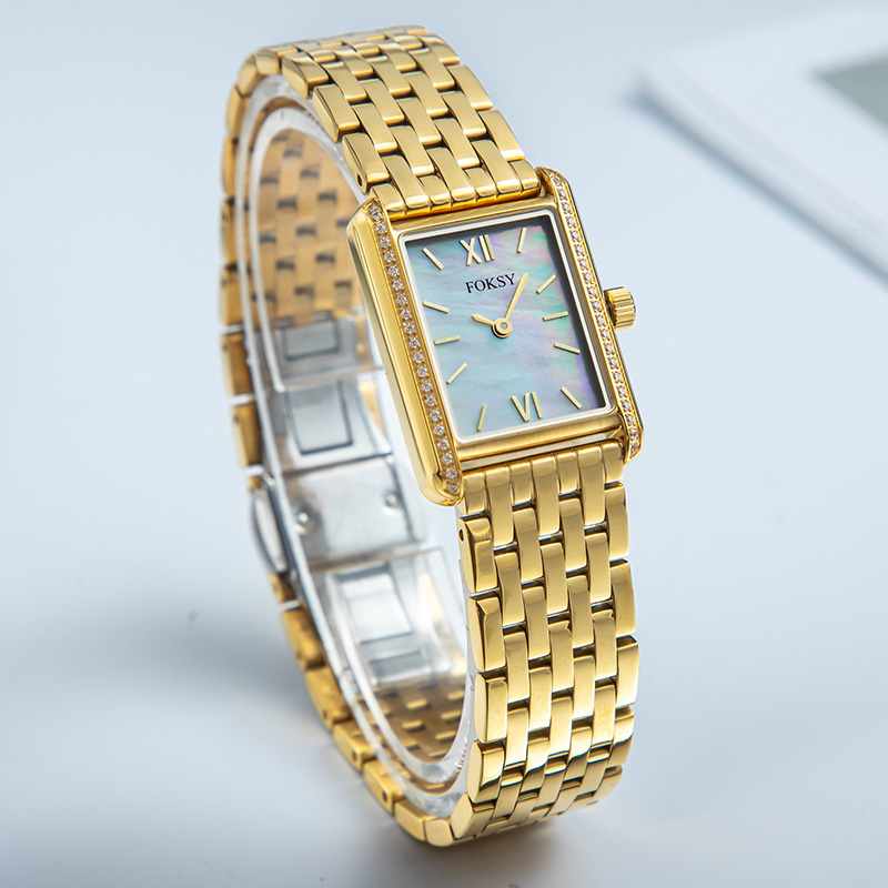 Luxury Women Watch Diamond Inlay Mother Of Pearl Dial Ladies Watch