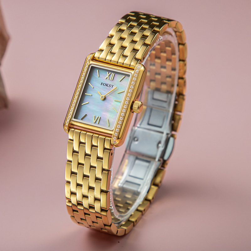 Luxury Women Watch Diamond Inlay Mother Of Pearl Dial Ladies Watch