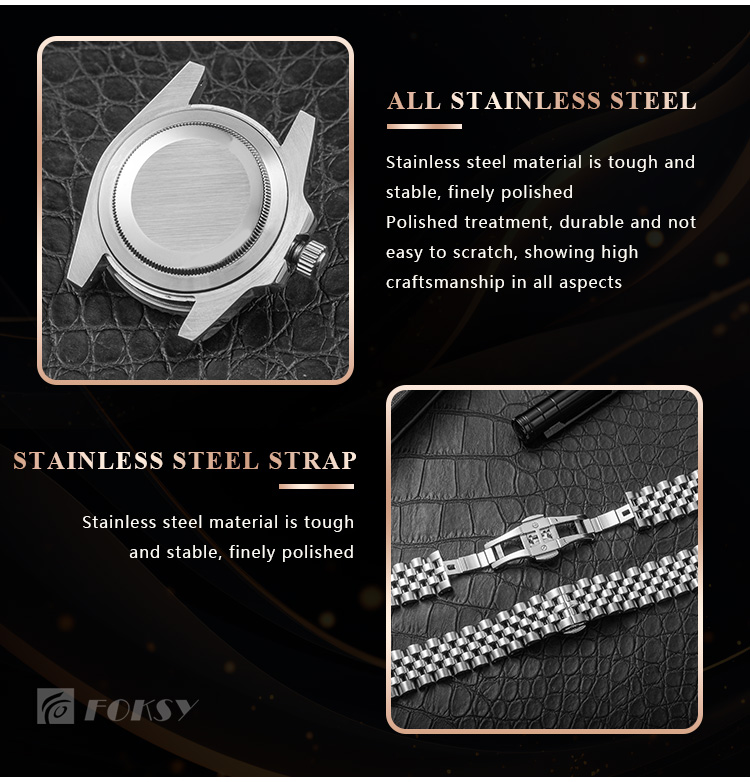5-bead and 3-bead stainless steel metal bracelets Watch