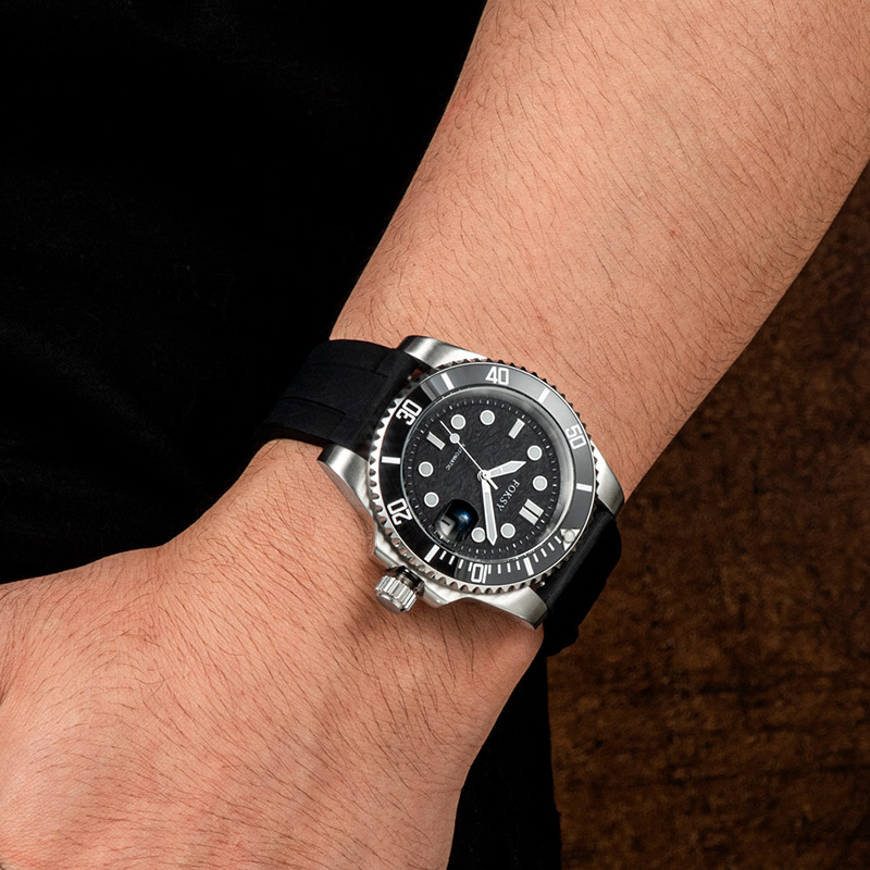Diver Japan Mvt 8215 Automatic Movement Wave Texture Date Watch