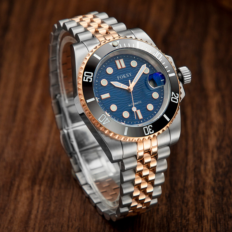 Diver Japan Mvt 8215 Automatic Movement Wave Texture Date Watch