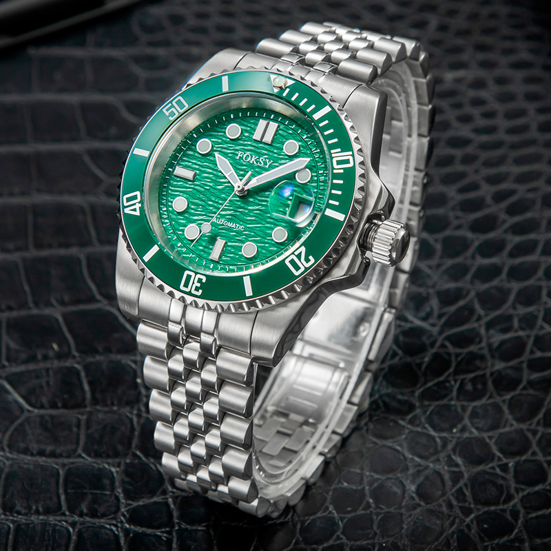 Diver Japan Mvt 8215 Automatic Movement Wave Texture Date Watch