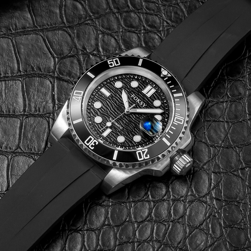 Diver Japan Mvt 8215 Automatic Movement Wave Texture Date Watch