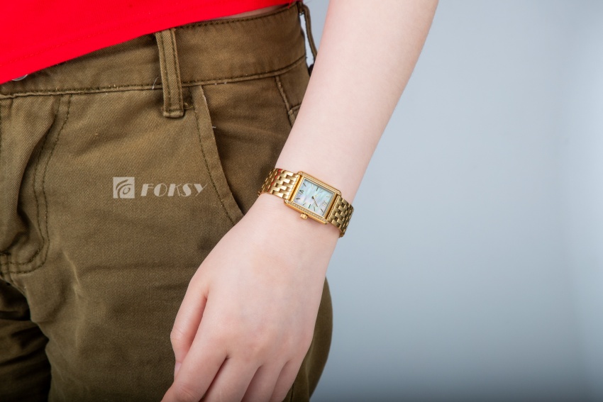 Small square gold women's watch