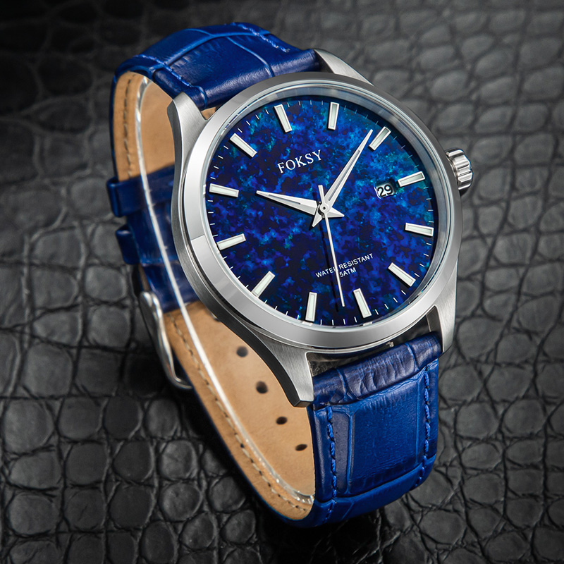Watch Men Blue Dial Business Quartz Timepiece Custom Watches