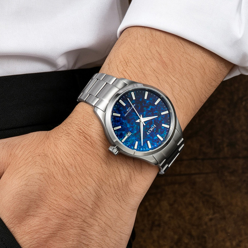 Watch Men Blue Dial Business Quartz Timepiece Custom Watches