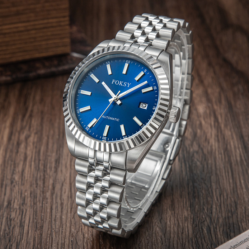 blue Sunburst dial japanese movement watch
