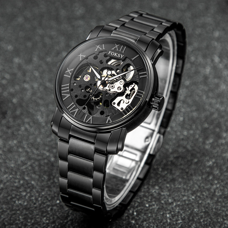 Gold Male Watches Skeleton Automatic Roman Numeral Watch 049‑6‑1002