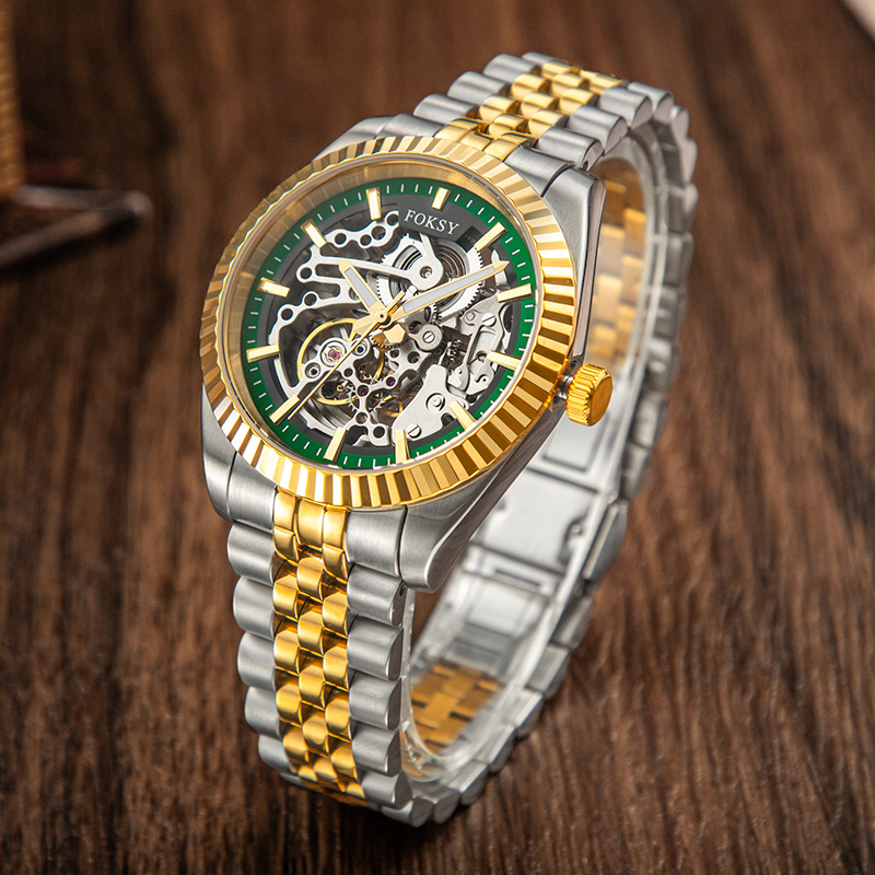 Full Automatic Skeleton Watch for Men 316L Steel Luminous Hands