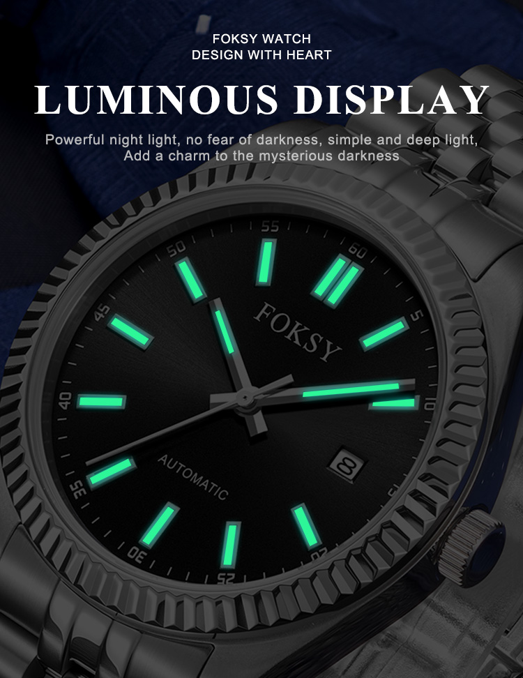 automatic luminous date custom logo watches