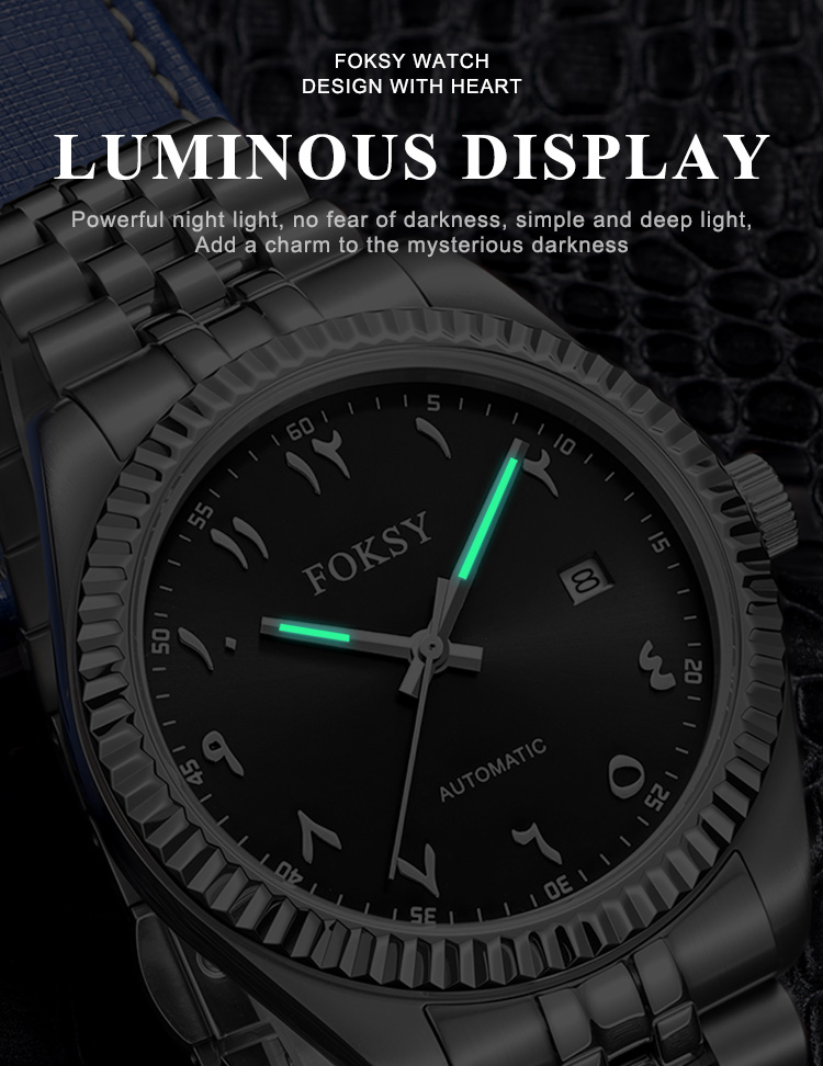 automatic luminous date custom logo watches