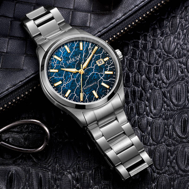 Luminous Crackle Vein Pattern Textured Dial Watch for Men 691‑6‑1001