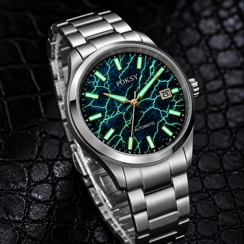 Luminous Crackle Vein Pattern Textured Dial Watch for Men 691‑6‑1001